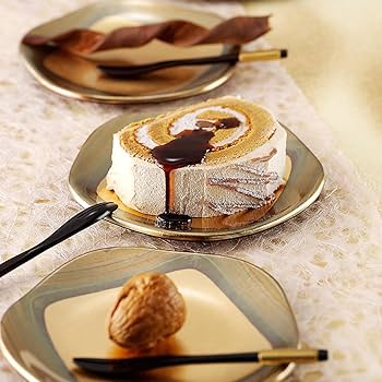 Amazon.co.jp: 箔一 古代箔 梅型銘々皿 2枚セット 14×14×1cm A131