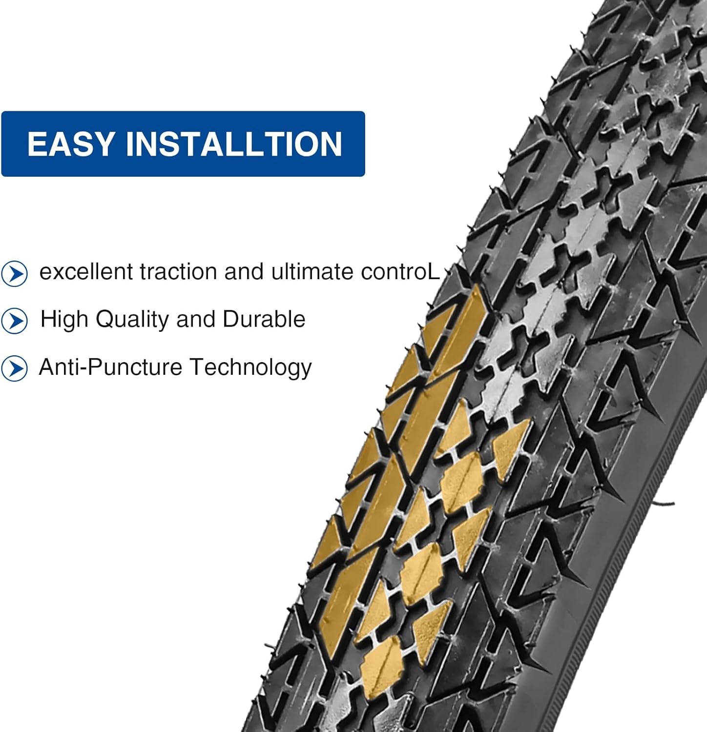 1/2 Pack 24"/26" x 2.125" Folding Replacement Bike Tires for Beach Cruiser Bike，Bicycle Tires for Commuter Bikes，White Wall，Non-Slip