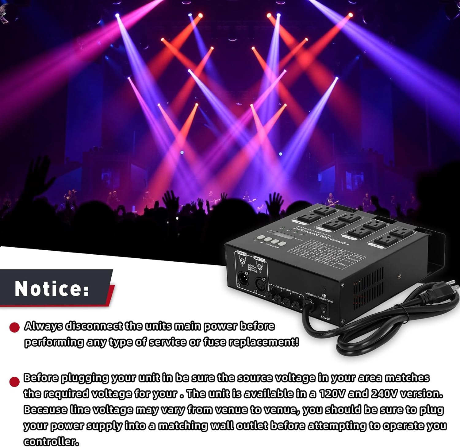 Vikua Dmx Dimmer Pack with Dmx 4-Channel Dmx512 Dimmer Pack Suitable for Stage Lighting Control