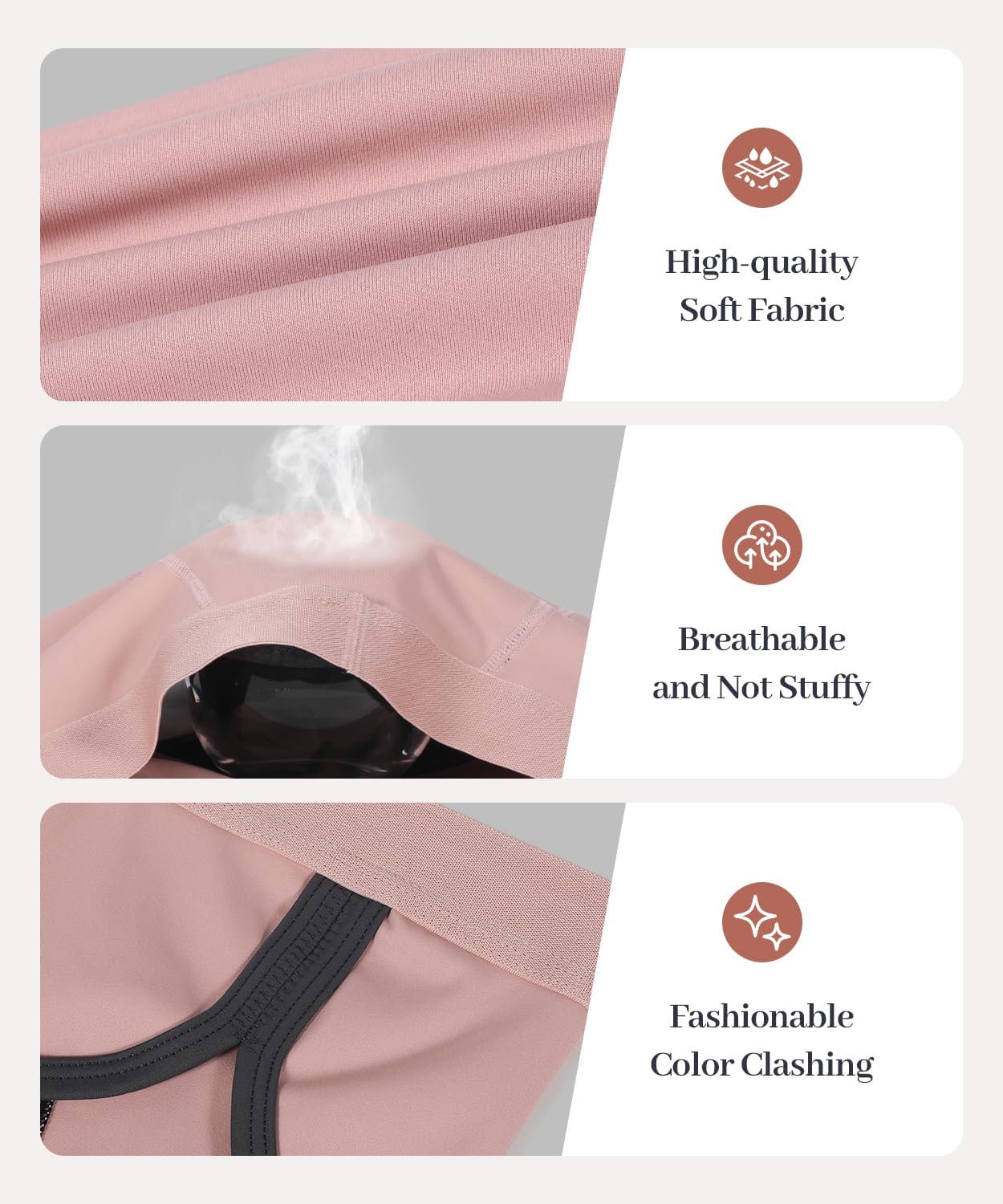 Carer Soft Leakproof Briefs for Women - 3 Pack Leak Proof Menstrual Panties, High Absorbent Period Panties for Heavy Flow, Menstrual & Bladder Leakage(Pink/Black, M)