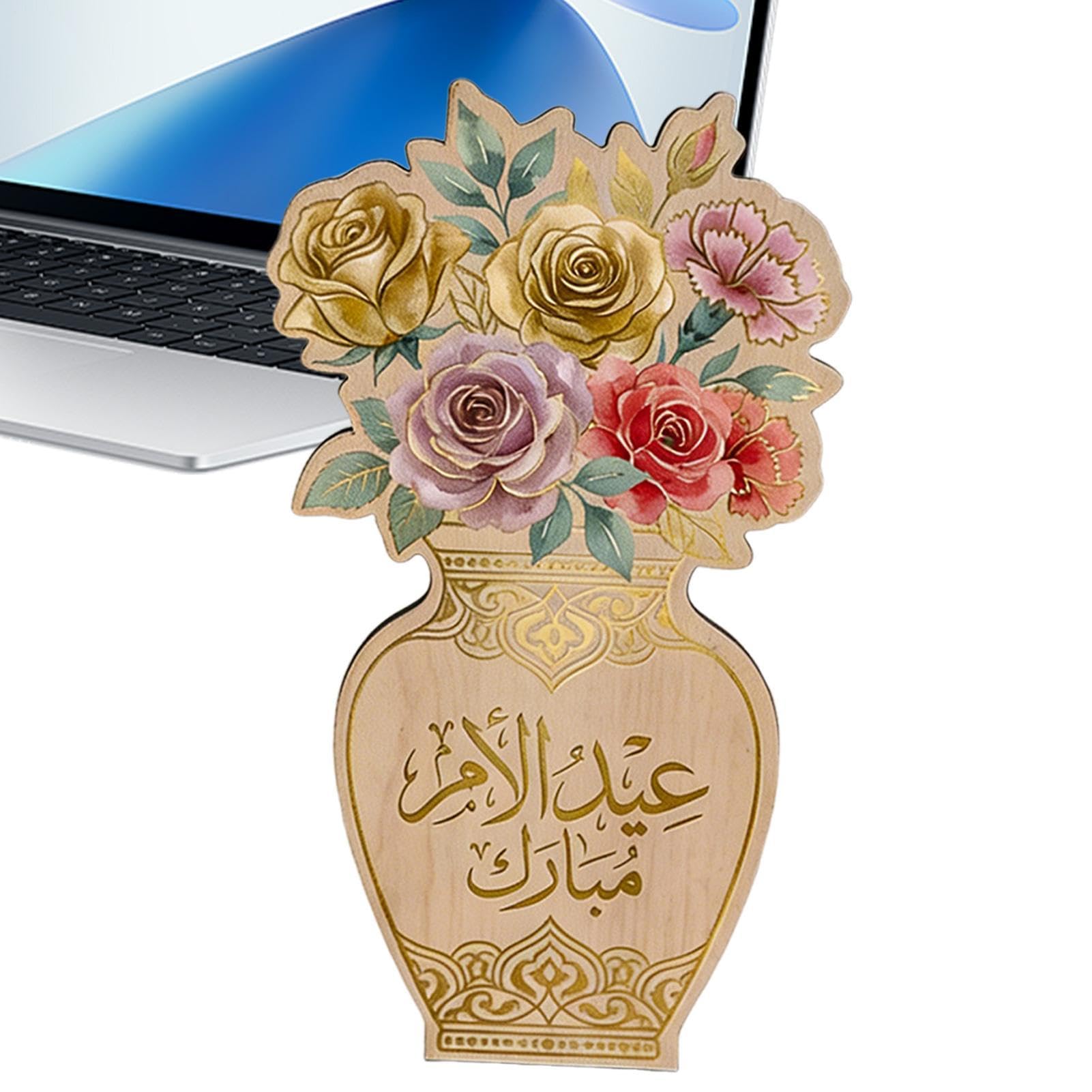 Decoración Día de la Madre de madera rústica con florero para escritorio