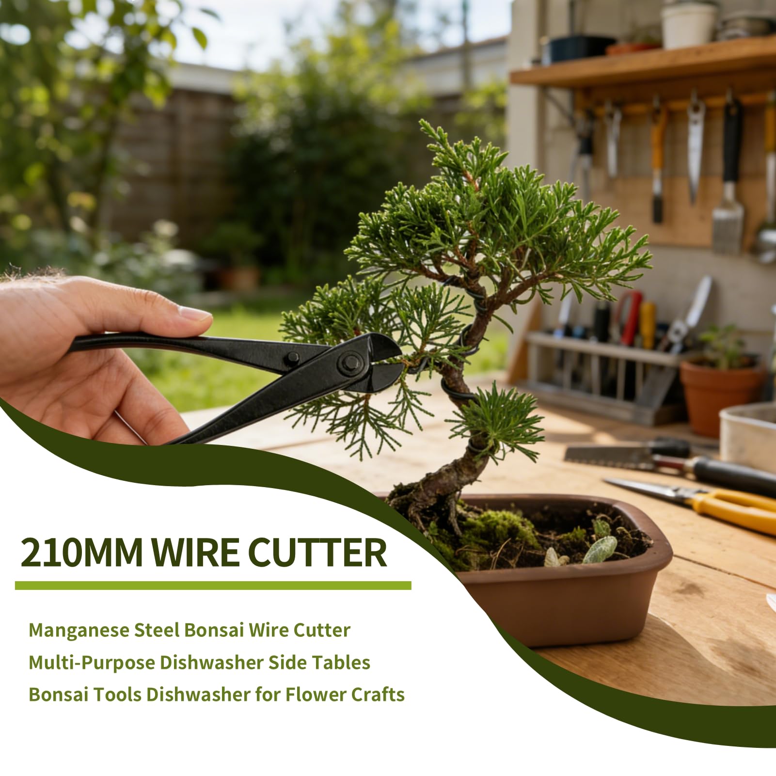 Taglie a filo da 210 mm, acciai di manganese bonsai bonsai a filo multiuso pinza laterale bonsai strumenti per la creazione di fiori
