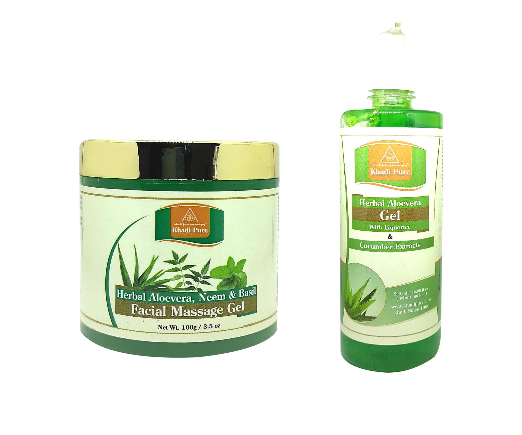 Khadi Pure Herbal Aloe Vera, Neem & Basil Gel (500ml) Pack of 2 (600g) | Natural Hydrating Gel for Skin & Hair | Anti-Bacterial, Soothing & Nourishing Formula | Suitable for All Skin Types-picture-33