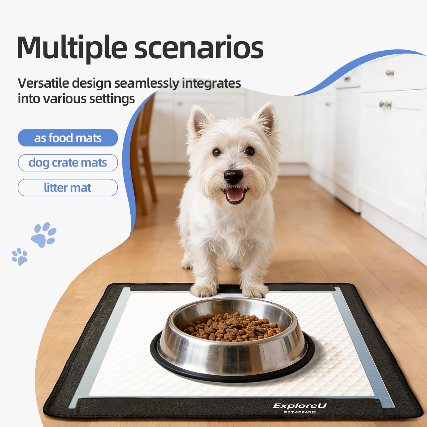 Puppy Pad Holder Tray, High-Density Oxford Prevent Leaks Pee Pad Tray for Dog, Folded Non-Slip Puppy Pee Pad Holder for Dog Training Pads with Powerful Magnetic Locks (L: 24" x 28")