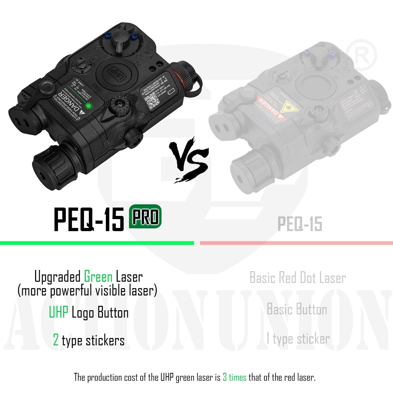 Airsoft PEQ-15 Pro IR Laser + UHP Visible Green Laser + White LED Flashlight (Tan)