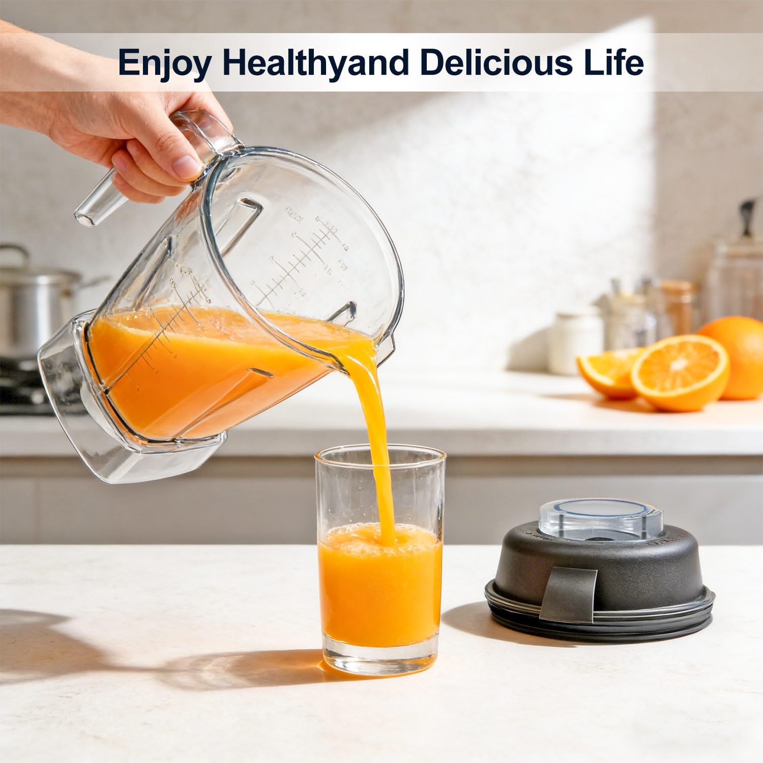 Blender Pitcher 48oz, Compatible with Vitamix 750 5300 5200 5000 7500 6300 Vm0102 Vm0103 Vm0197 E310 A-Series (A2500, A3500), Venturist Laser-Cut Stainless Steel Blades