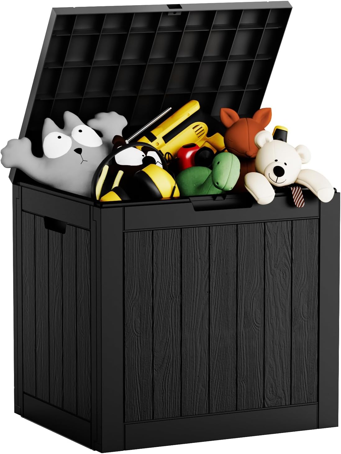 Deck Box, 31 Gallon Resin Indoor and Outdoor Storage Box Waterproof for Patio Furniture Cushions, Pool Supplies, Gardening Tools, Weatherproof and UV Resistant (Black) 31 Gallon Black