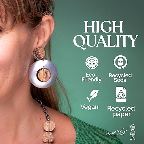 Miniatura 5 de Handmade Upcycled Delicato Earrings - Made of Recycled Tin and Fibers - Eco-friendly Sustainable Handcrafted Jewelry - Exclusive and Unique