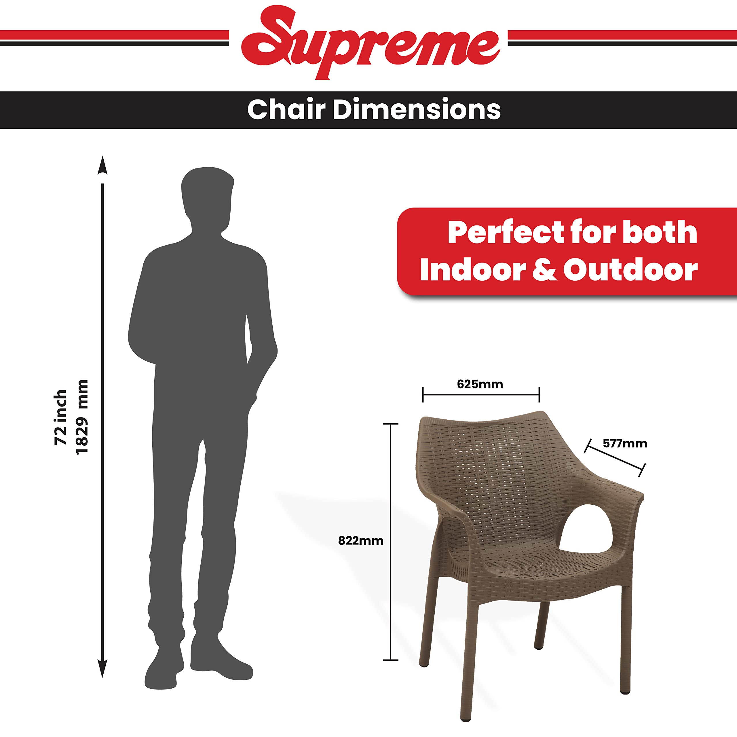 Supreme chairs Cambridge Heavy Plastic Chair | Oversized Arm Chair for Garden and Outdoor | 250Kg Weight Bearing Capacity | 6 Months Warranty (Wenge) | Set of 2 Chairs 4