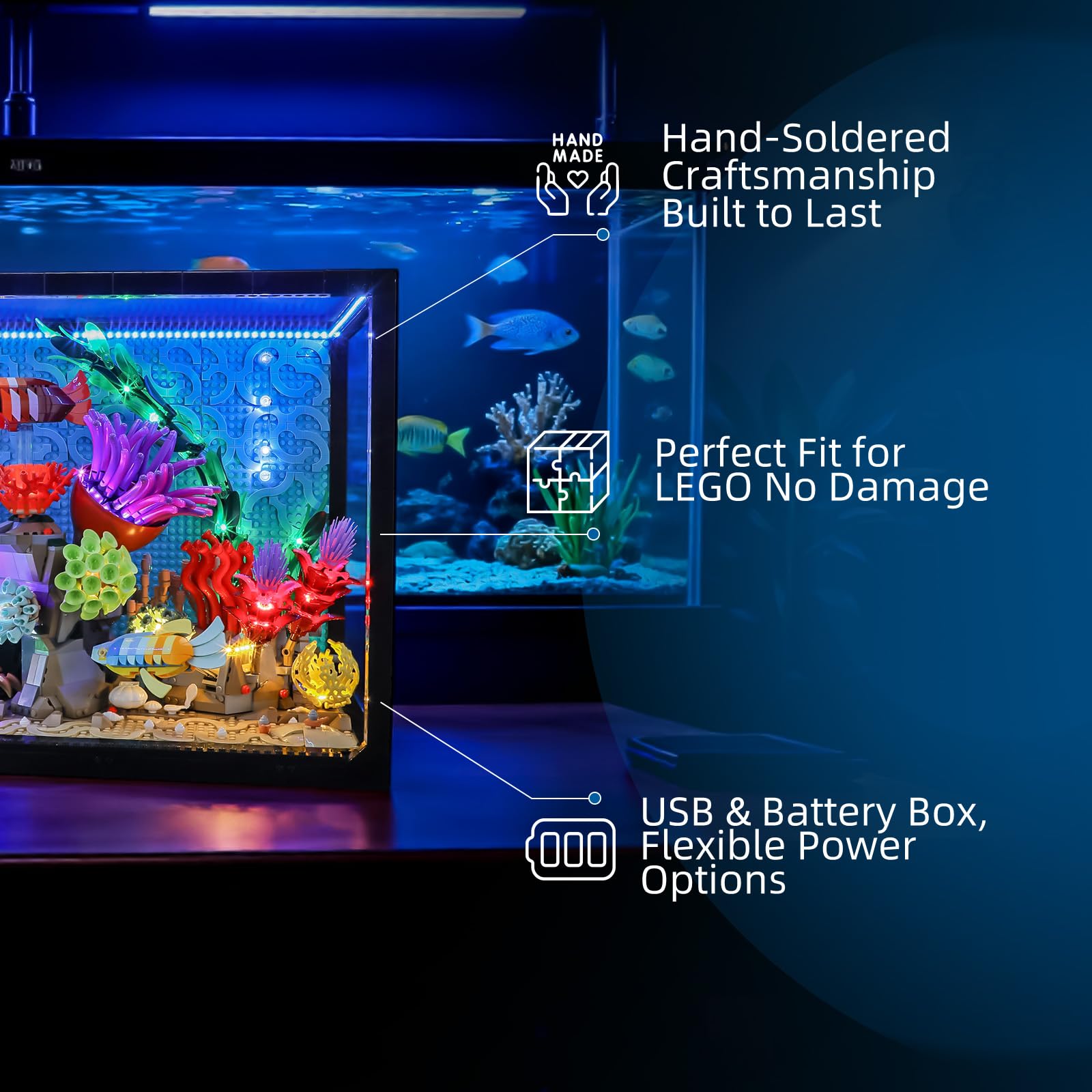 YEABRICKS LED Light for Lego-10366 ICONS Tropical Aquarium Building Blocks Model (Building Set NOT Included) - Image 4