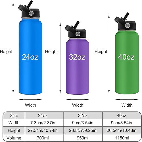 Miniatura 5 de Botellas de agua personalizadas con tapa de popote para deportes, botella de agua aislada de acero inoxidable personalizada con nombre o texto,