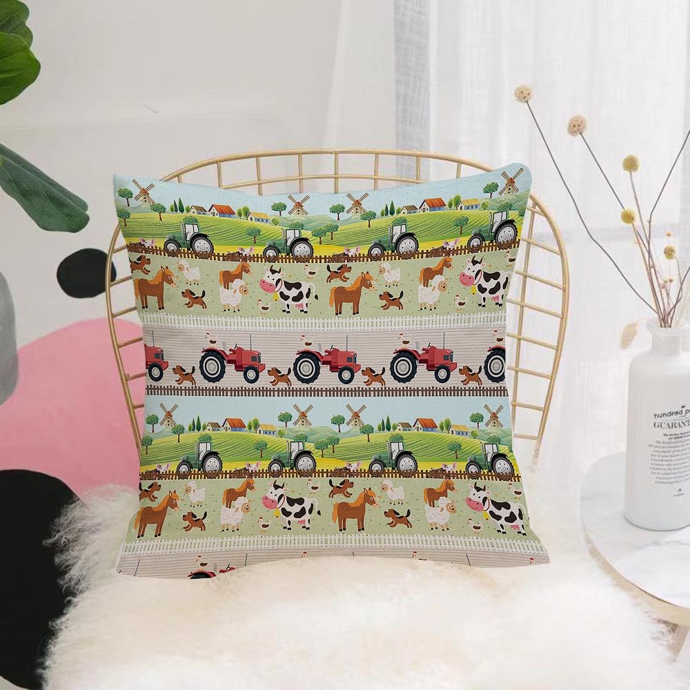 Hyosxw Of Tractors A Day On The Farmoxen And Horses - A8 Cushion Cover,Throw Pillow Case Home Decorative For Living Room Bedroom Sofa Chair 18X18 Inch,Of Tractors A Day On The Farmoxen And Horses.,Pillowcase 45X45cm