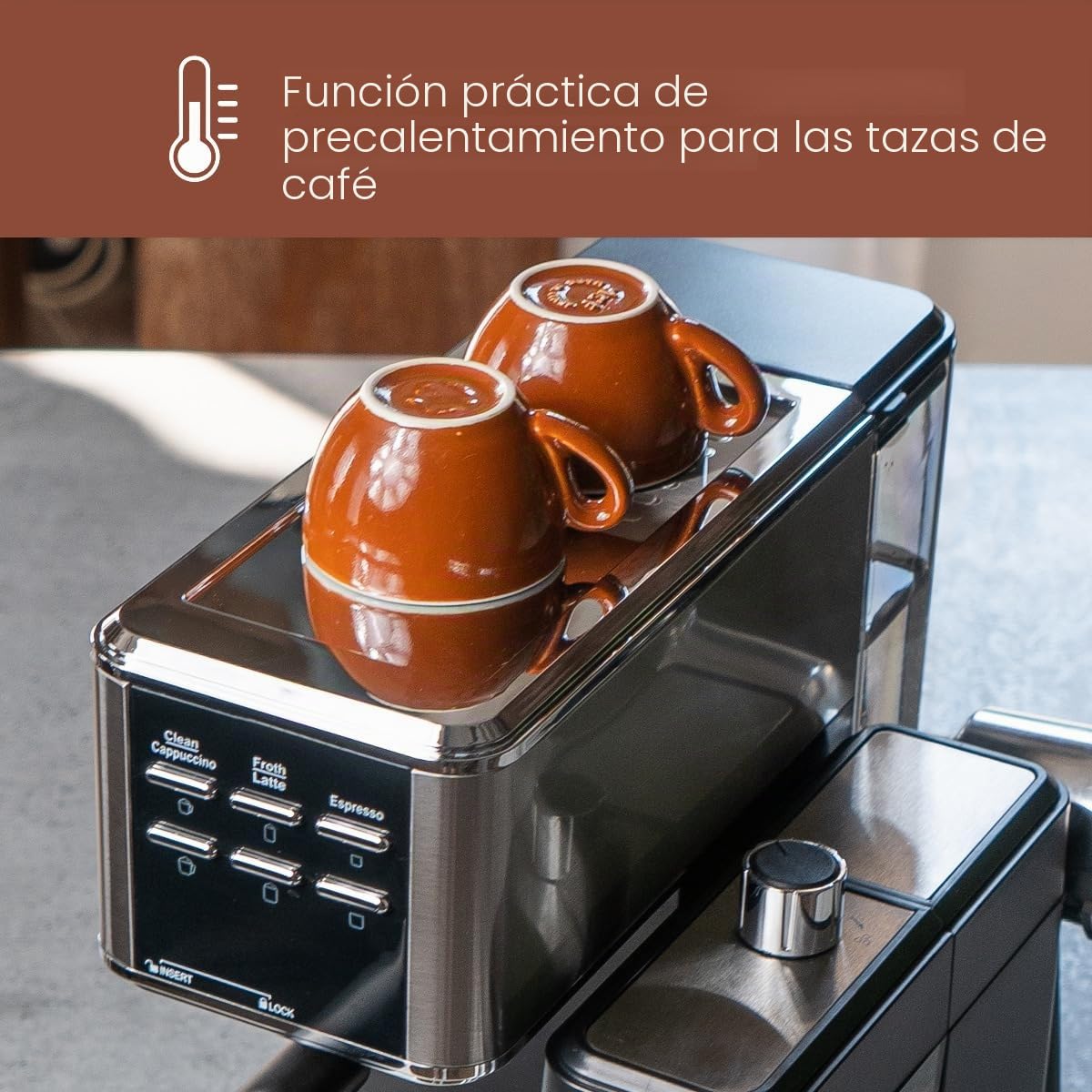 ProfiCook® cafetera espresso 2en1 para café en polvo y cápsulas compatibles Nespresso - máquina portafiltro 20 bar - con sistema de leche para latte y cappuccino- portafiltro para espresso- PC-ES 1266