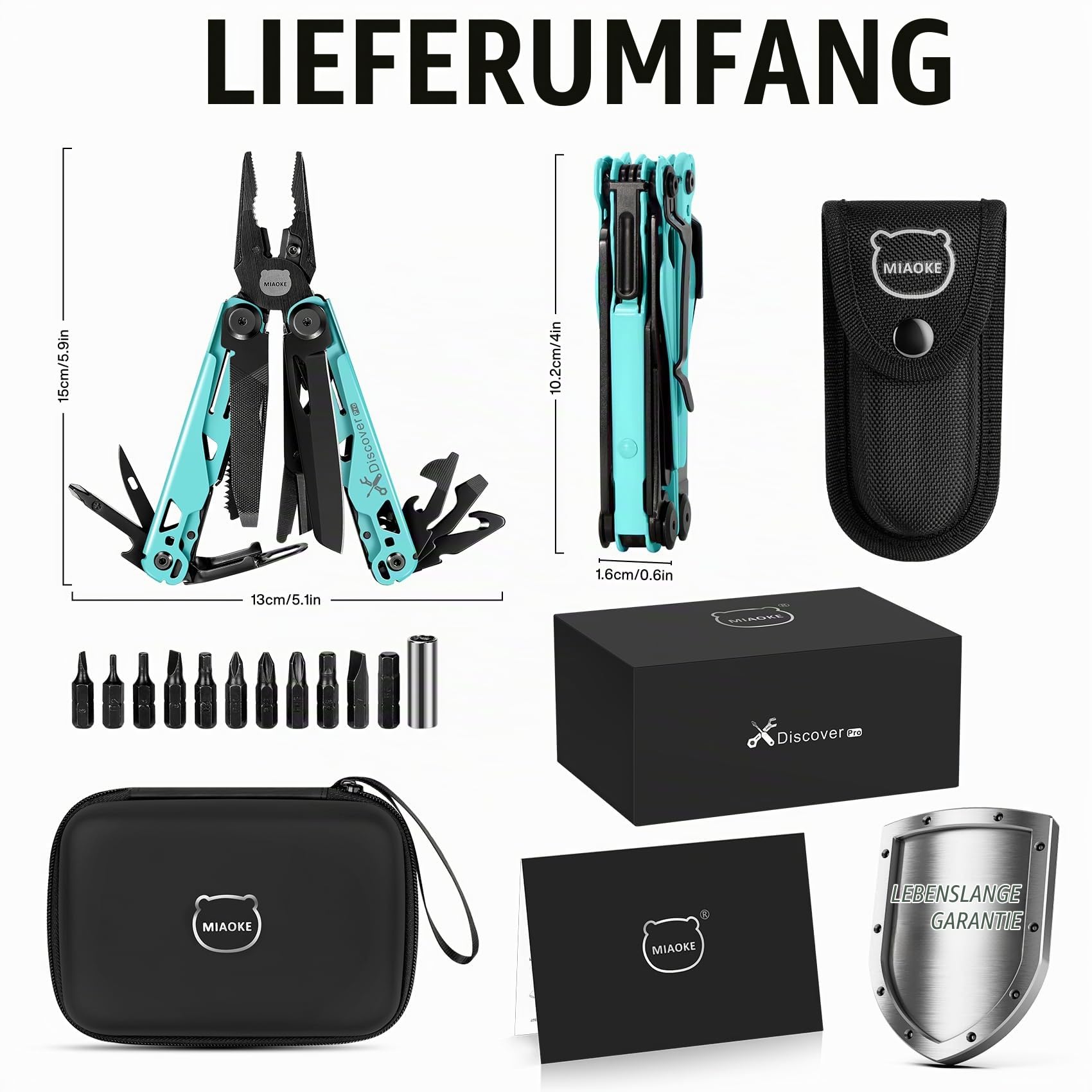 23-in-1-Multitool Geschenkbox, Multifunktionswerkzeug für Outdoor, Camping | Schraubendreher, Säge, Flaschenöffner, Zange, Coole Gadgets für Männer, Geschenk für Freund, Sohn, Vater, Ehemann, Seeblau