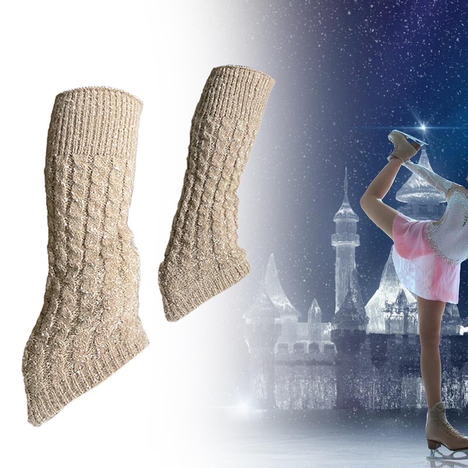 Qianly Calentadores de Pierna para Patinaje sobre Hielo Medias Deportivas Largas Cubrepiernas sin Pie Portátiles Tejidos Adecuados para Mujeres Ballet
