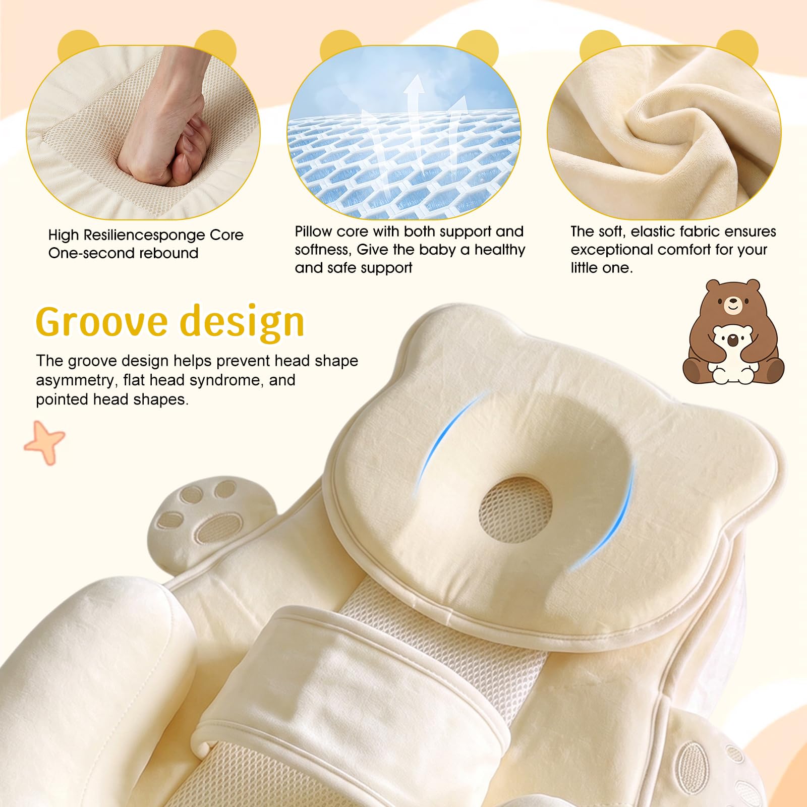 OKYUK Almohada de apoyo para lactancia, almohada de lactancia para bebés con correa de seguridad ajustable, cojín ergonómico de alimentación posparto para madres, espuma viscoelástica suave, regalo de
