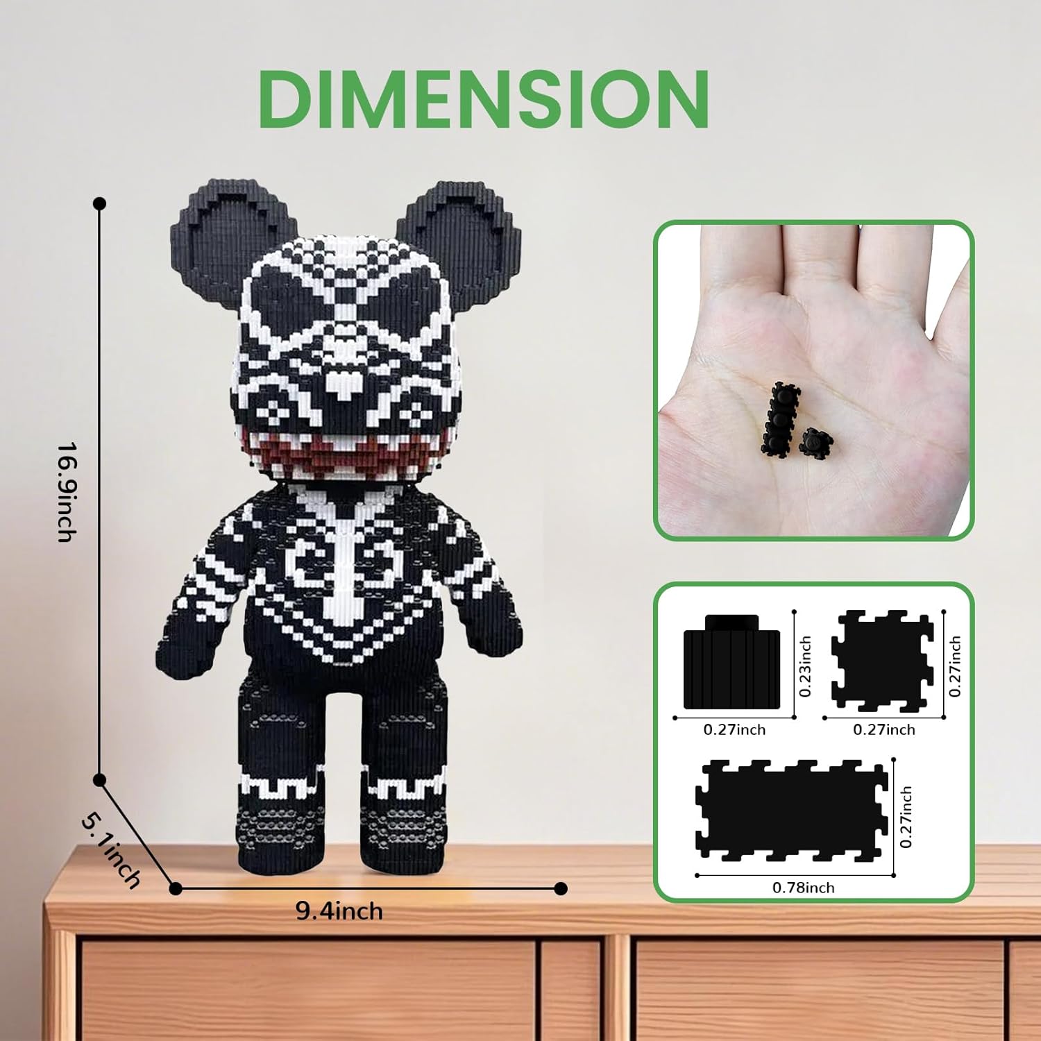 Poser med sorterede og usorterede mikrobyggeklodser.