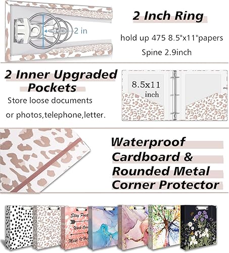 Miniatura 4 de Carpeta transparente de 3 anillos de 2 pulgadas para hojas de 8.5 x 11 pulgadas, portapapeles, 5 divisores con pestañas y bolsillos, 18 marcadores