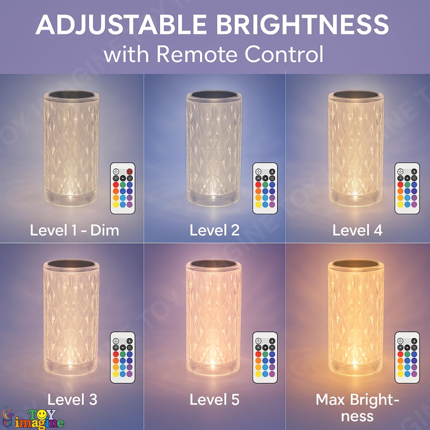 Toy Imagine Crystal Diamond LED Table Lamp - 16 Color Changing Touch Night Light with Remote, USB Rechargeable Lamp for Bedroom, Living Room, Party & Dinner Décor | Ideal for Diwali, Birthdays & Gifts 4