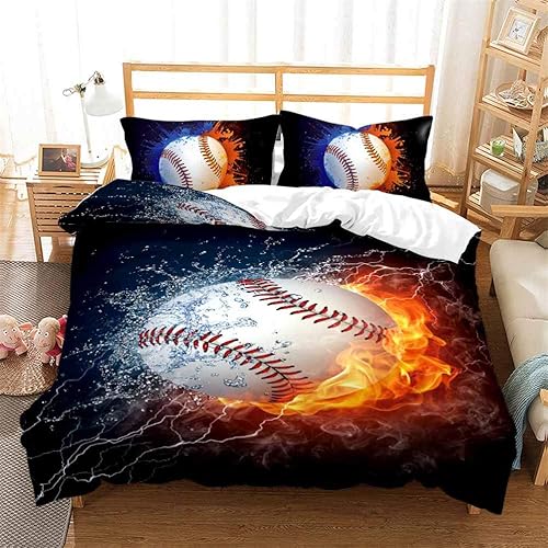 Miniatura 7 de LanS Precise Baseball Sport Series - Juego de funda de edredón y funda de almohada, juego de 34 piezas (funda de edredón + 2 fundas de almohada +