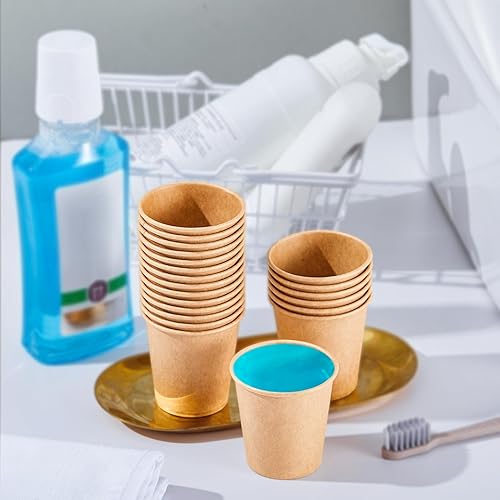 Miniatura 10 de Paquete de 400 vasos de papel kraft de 5 onzas, vasos de baño desechables, mini vasos para enjuague bucal, vasos para bebidas calientesfrías para el