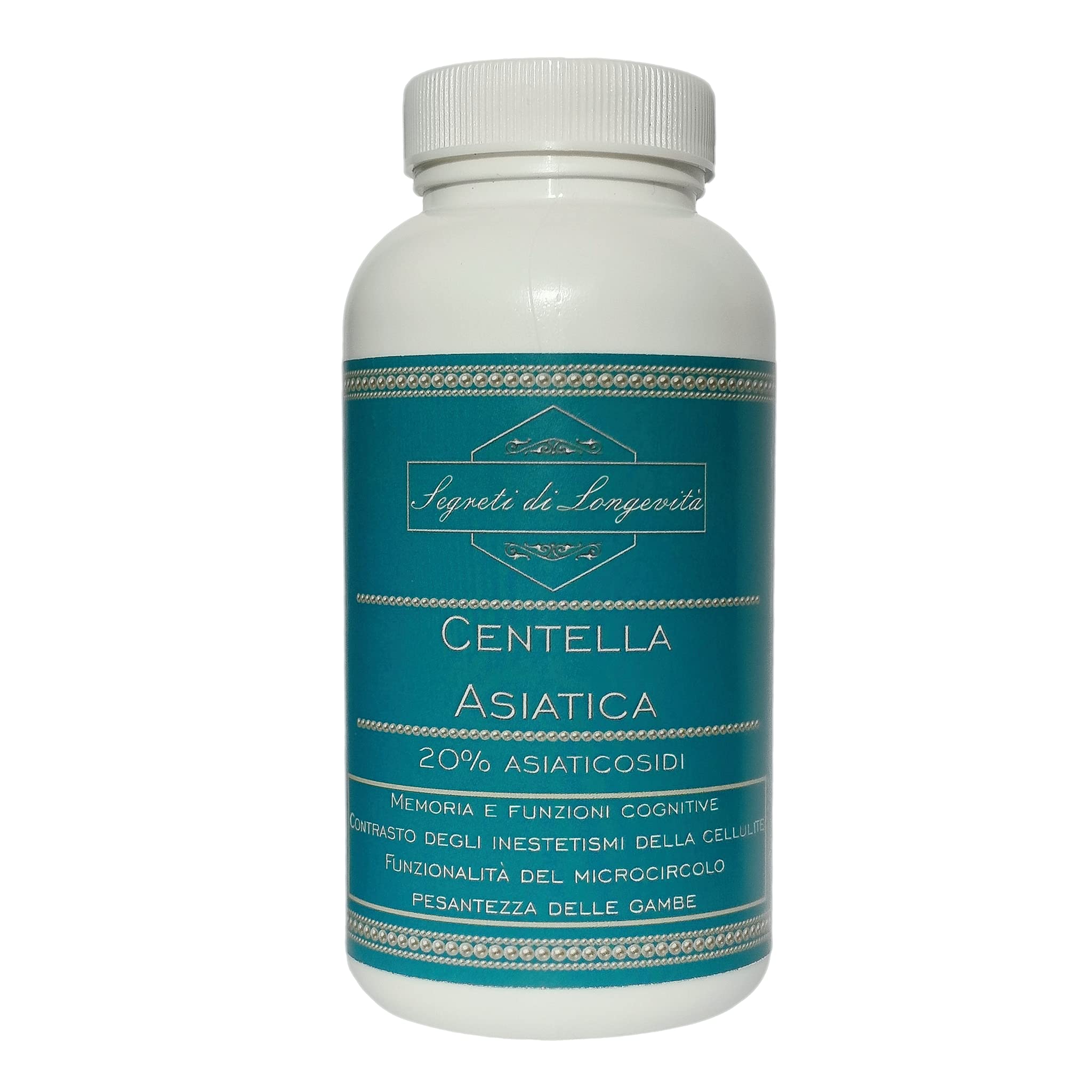 Centella asiatica - 100% estratto secco titolato al 20% in Asiaticosidi - 90 capsule vegetali da 500mg - Memoria - Cellulite - Microcircolo - Pesantezza gambe