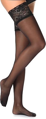 Miniatura 5 de Medias altas hasta el muslo, lencería de encaje superior de encaje italiano, medias transparentes para mujer, lencería de 20 guaridas