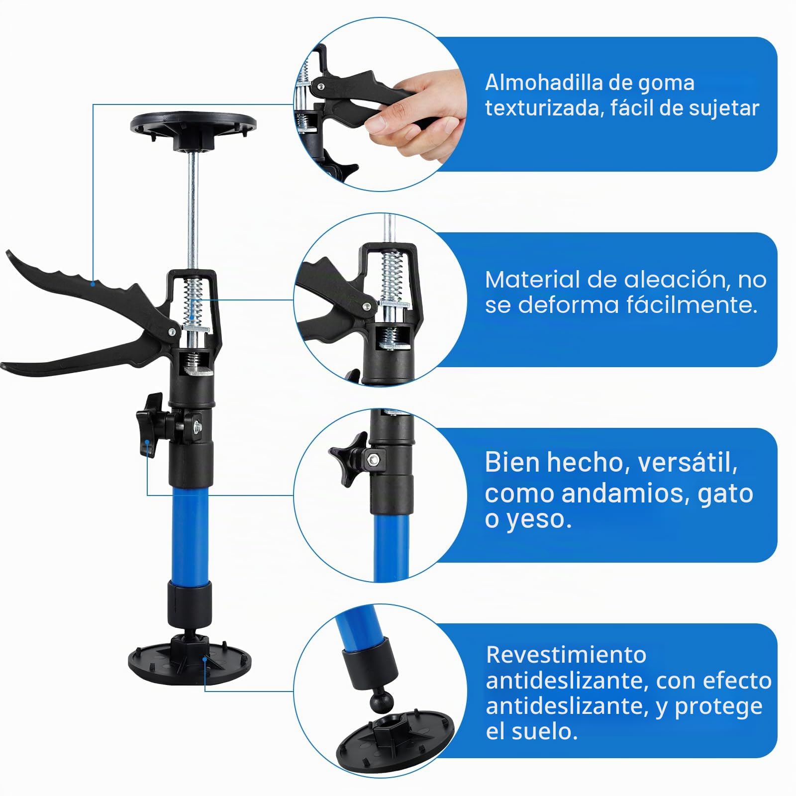 2 soportes telescópicos de 30 – 59 cm/50 – 115 cm, carga máxima de 40 kg, soporte de soporte, barra telescópica para montaje en techo, placas de yeso (30 – 59 cm)