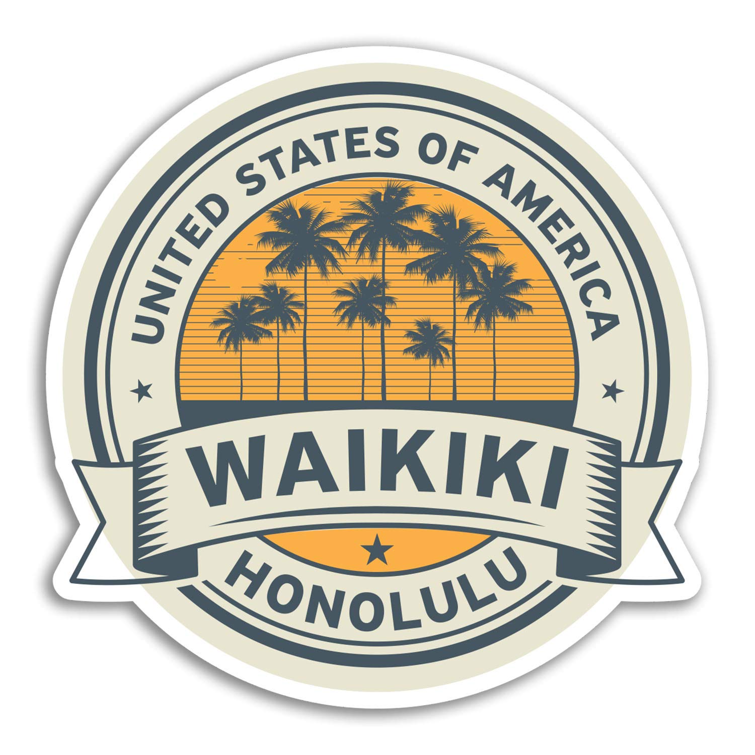 2 x 10cm Waikiki Honolulu Vinyl Stickers - Hawaii Sticker Laptop Luggage #18092 (10cm Wide)