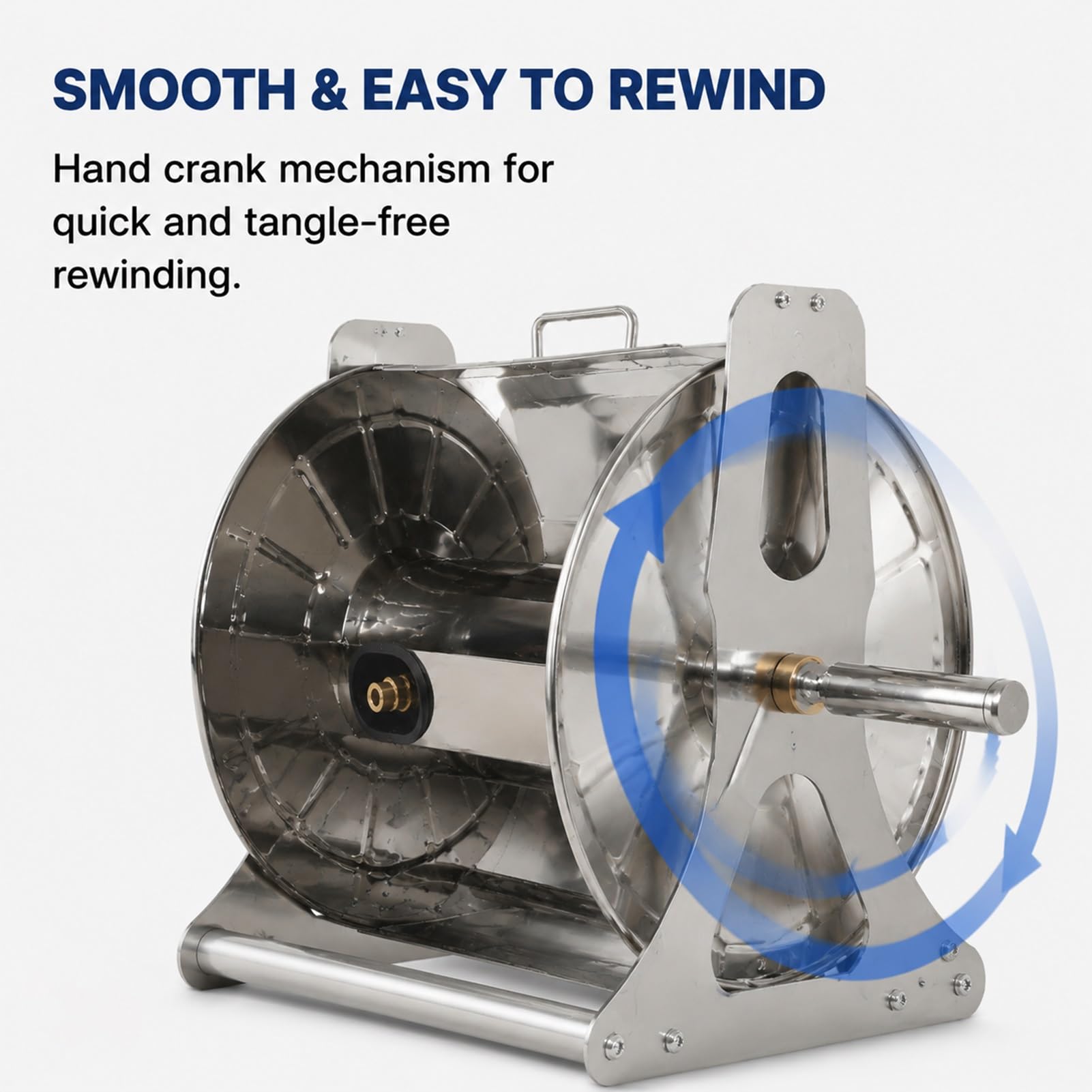 Stainless Steel Garden Hose Reel Wall Mount Heavy Duty Zwijacz Węża Ogrodowego z Rączką do Nawadnianie Ogród Taras Garaż Użycie Zewnętrzne Trwały i Solidny(Wall-Mounted)