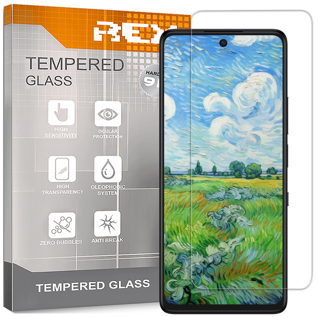 REY Pellicola 3D In Vetro Temperato Per TCL 50 SE/XL – Copertura Totale, 9H, Nero