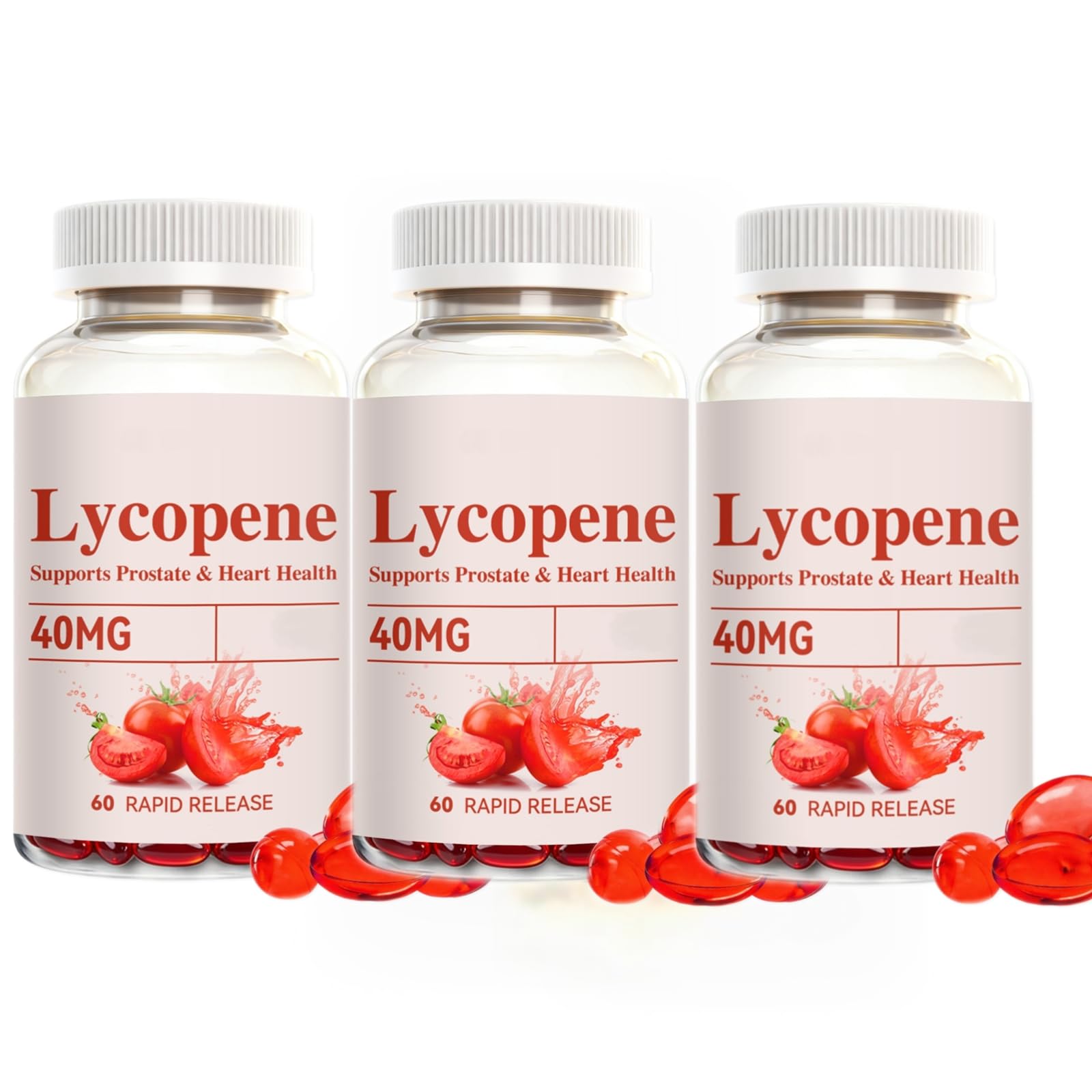 Lycopène 40 mg | Sans OGM | 2 mois d'approvisionnement, 60 comprimés