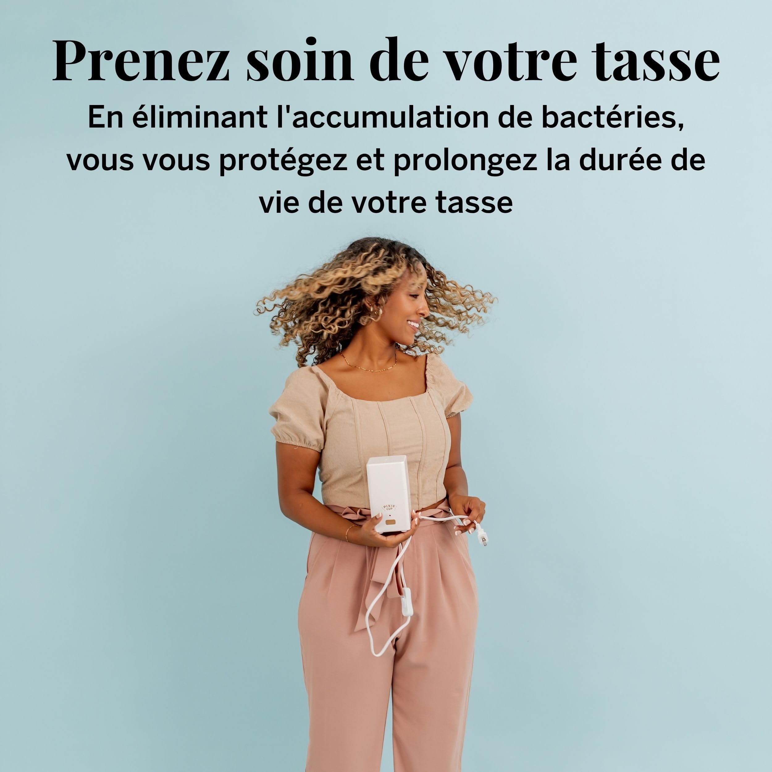 Pixie – Stérilisateur vapeur pour coupe menstruelle – Nettoyez votre cup et éliminez 99,9% des germes grâce à la vapeur – 3 minutes pour une cup stérile ! Minuteur avec arrêt automatique