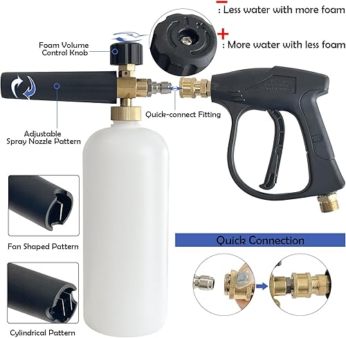 Miniatura 2 de Sutekus Pistola de lavado de alta presión 4000 PSI Cannon Foam Blaster Power Washer Kit de cañón de espuma para lavado de autos con 5 boquillas de