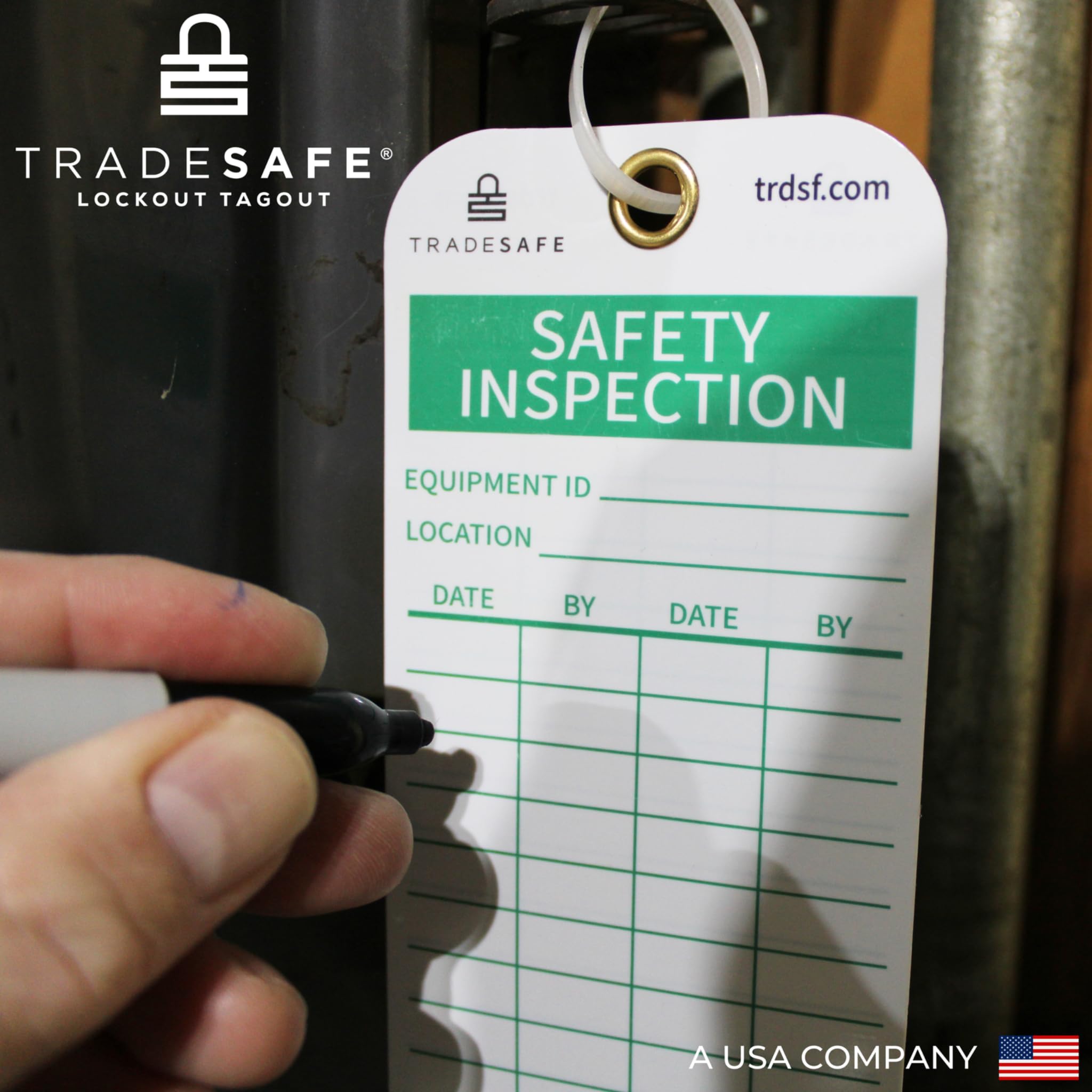 TRADESAFE Etiqueta de inspección de seguridad para prevención de accidentes, plástico de vinilo duradero de 15 mil, paquete de 30, con bridas de cremallera, para andamios, escaleras, extintores,