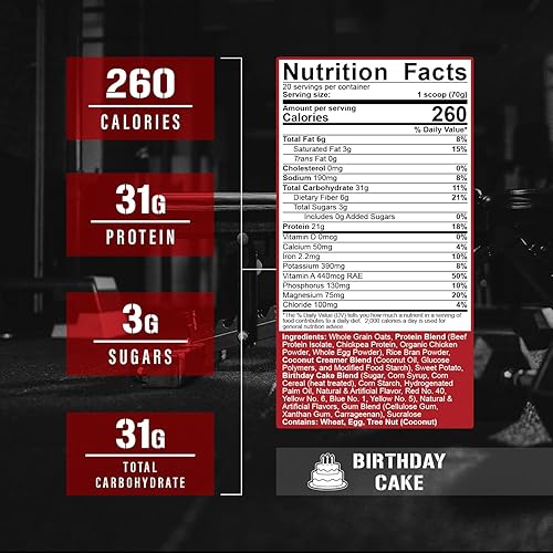 Miniatura 10 de 5% Nutrition Rich Piana - Arroz de carbohidratos reales con carbohidratos complejos alimenticios reales, energía glucémica baja de larga duración