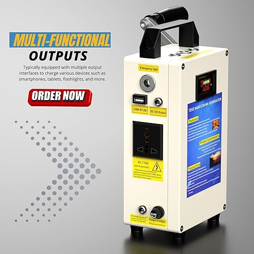 Miniatura 5 de Generador de manivela de mano de 150 W, estación de energía portátil con mango plegable, generador inversor pequeño de aleación de aluminio