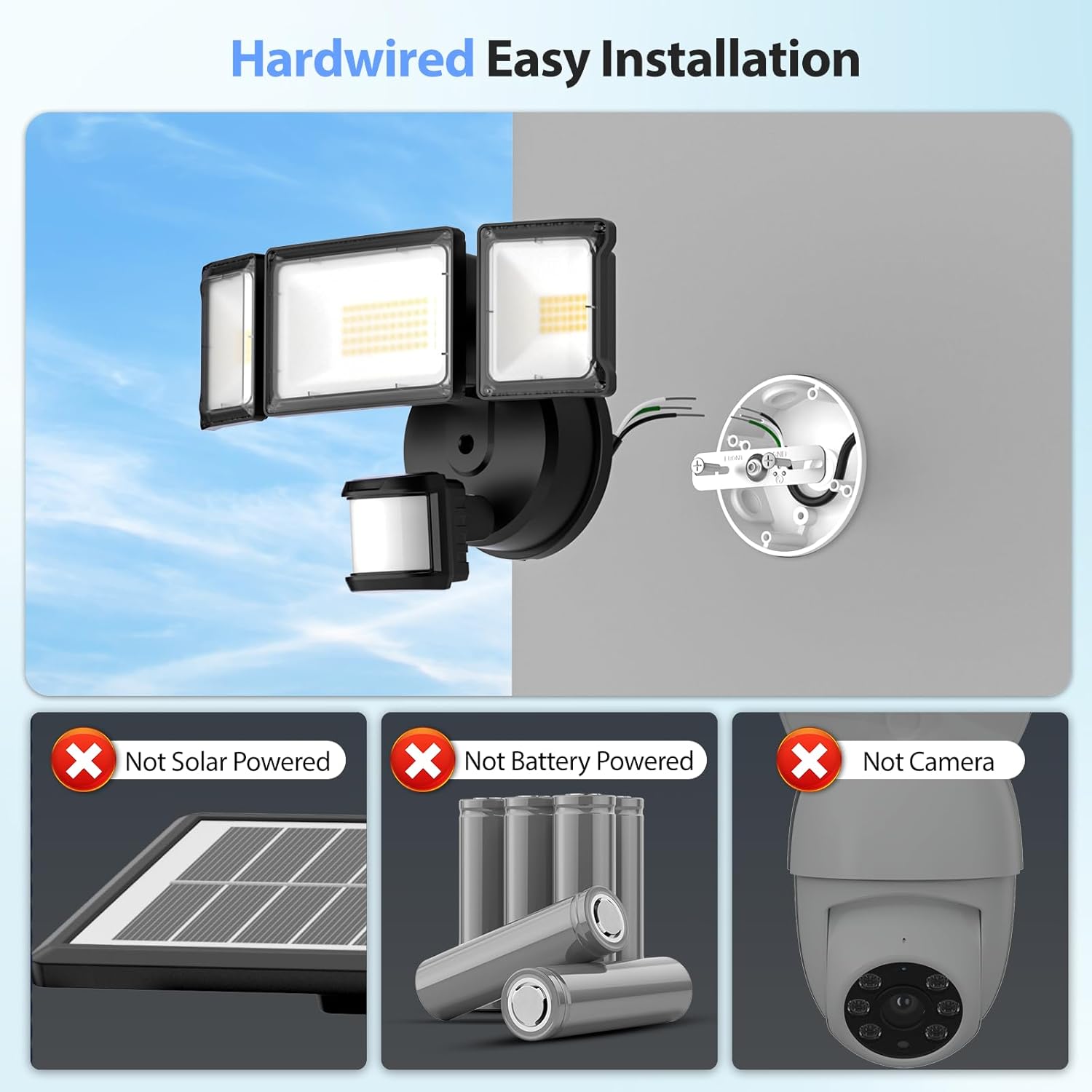 Olafus 75W Motion Sensor Outdoor Light, 2 Pack LED Security Light 7000LM, 6500K Exterior Motion Flood Light with 3 Adjustable Heads, for Outside Garage, Yard, Patio, IP65 Waterproof, Black