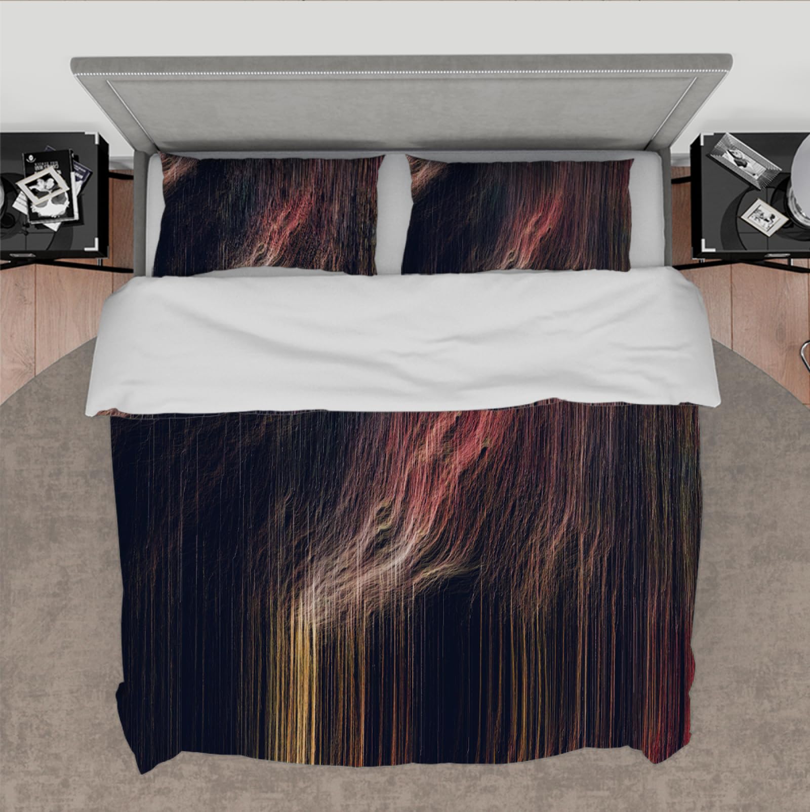 Set de Funda de edredón Neutral 3 Piezas 3d Abstracto Geológico Cascada Textura Lavado Juego de Ropa de Cama con 2 Almohadas Shams 4 Lazos Cremallera 160 x 200 cm