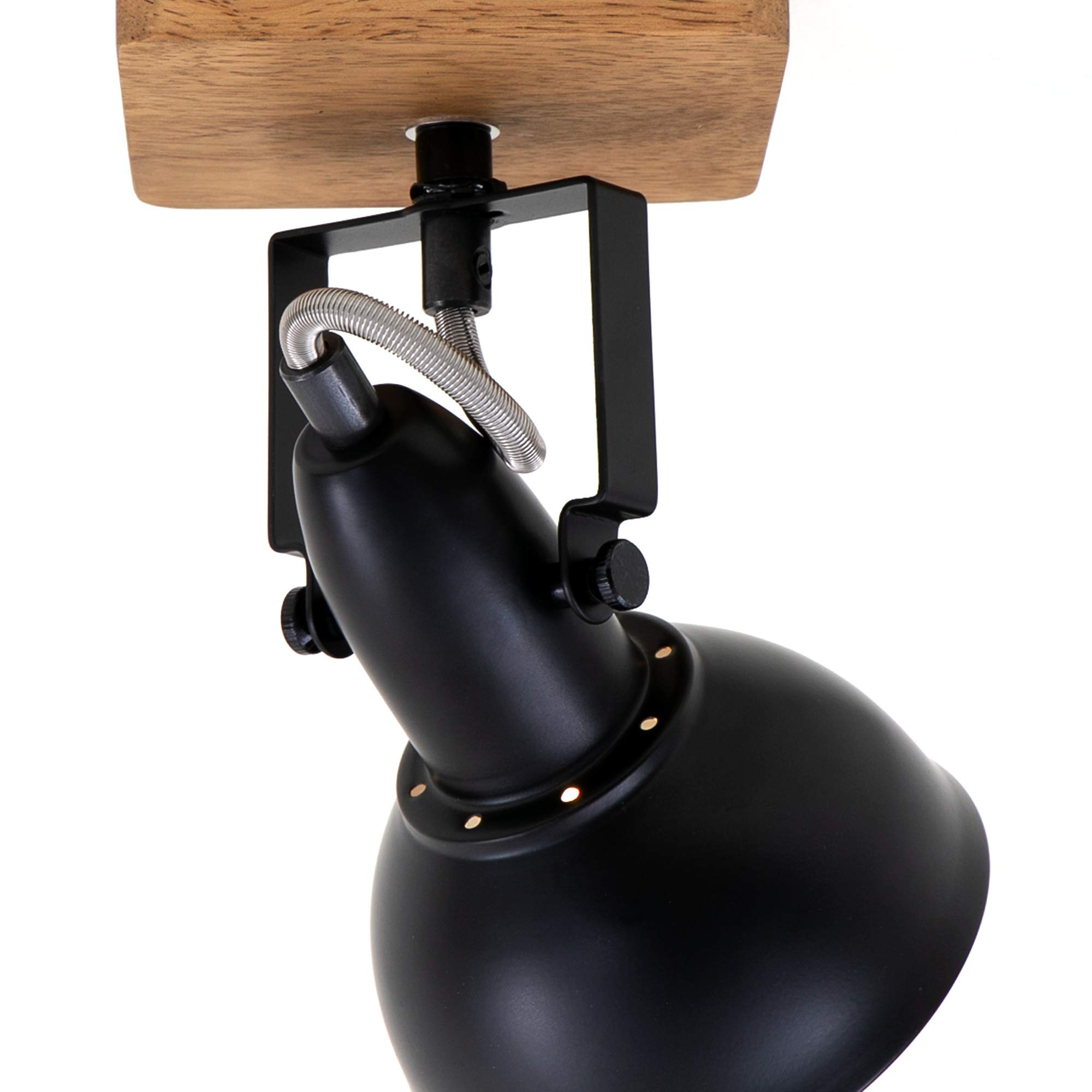 BRILONER Leuchten 2901-015 Lámpara Retro, Vintage, Foco Giratorio, 1x E14, Metal-Madera, Negro-Dorado, 110x110x157mm (Largo x Ancho x Distancia a Pared)
