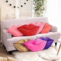 Vista 6 de AELS Almohadas de labios grandes 3D de terciopelo suave, almohadas decorativas de amor, lindas almohadas de 24 x 12 pulgadas para sofá, cama, sala