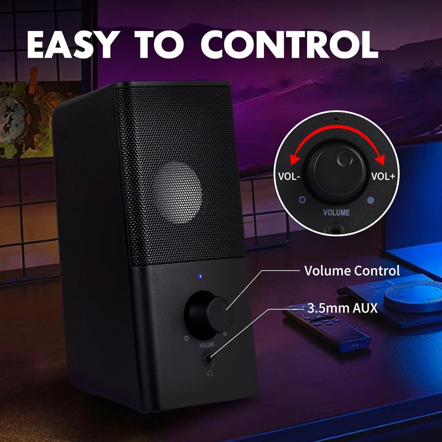 H21 - Altoparlanti classici per computer desktop, suono stereo completo, alimentazione USB, altoparlante da gioco con AUX da 3,5 mm multimediale per laptop/desktop/tablet/telefono