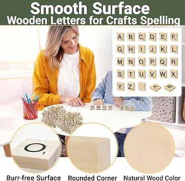 200 Pcs Scrabble Tiles for Crafts, A-Z Scrabble Letters Smooth Wooden Scrabble Pieces for Crafts Spelling Scrabble Letters for Wall Picture Frames Home Decor and DIY Gift Decoration Used by Craft