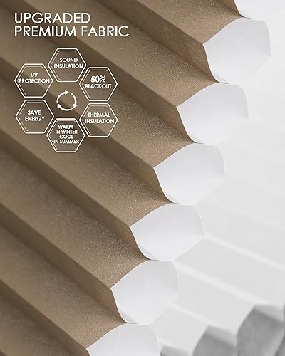 Miniatura 80 de Yoolax Persianas celulares motorizadas compatibles con Alexa, persianas motorizadas opacas inteligentes de panal para ventanas, persianas Textura