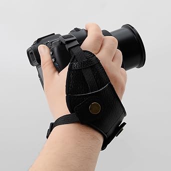 Adjustable Camera Strap for Photographer, Polyester & Genuine Leather Neck Shoulder Strap with Quick Release Buckle