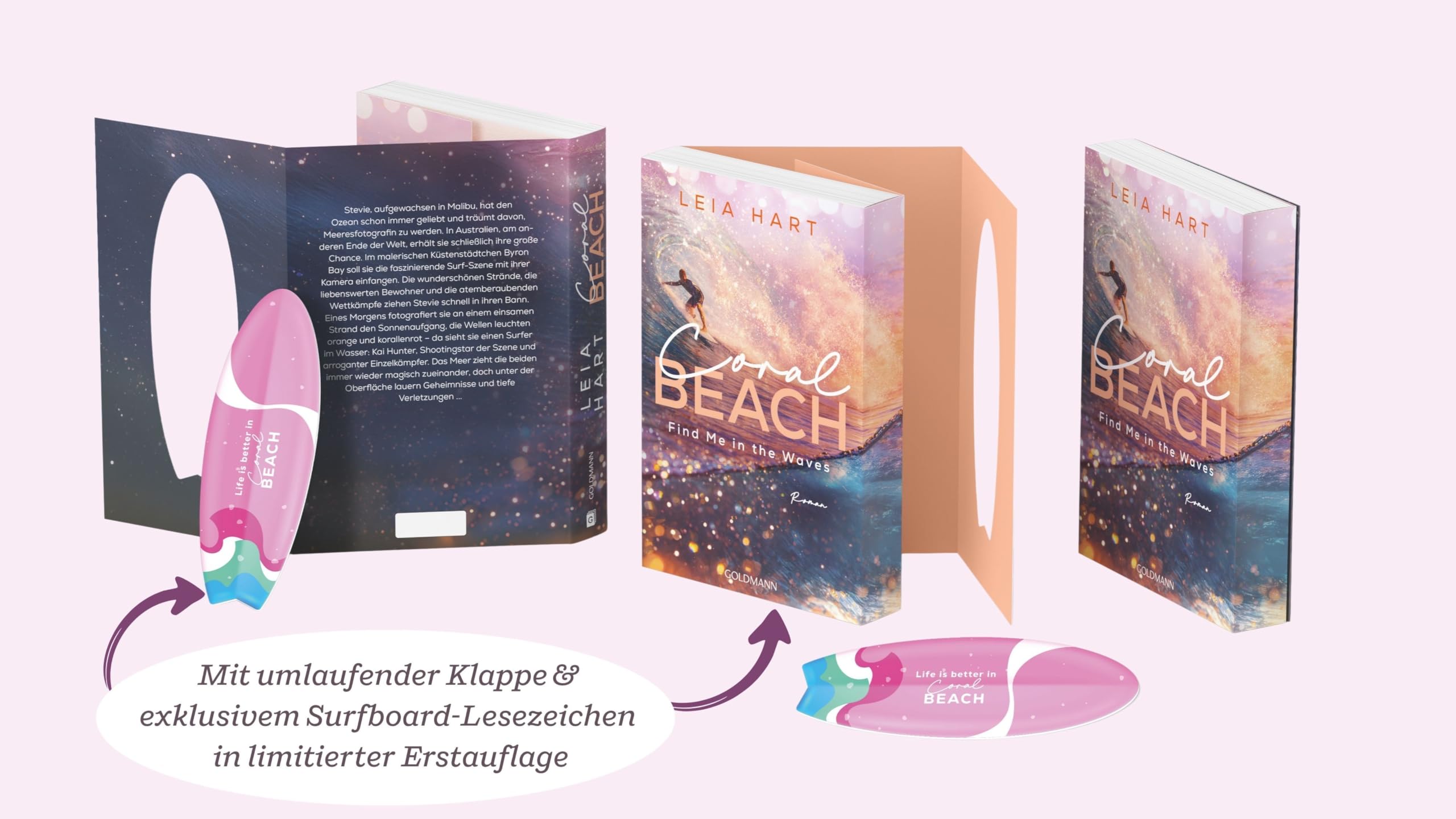 Coral Beach - Find Me in the Waves: Roman - Mit umlaufender Klappe und Surfboard-Lesezeichen in limitierter Erstauflage. (Coral-Beach-Reihe, Band 1)