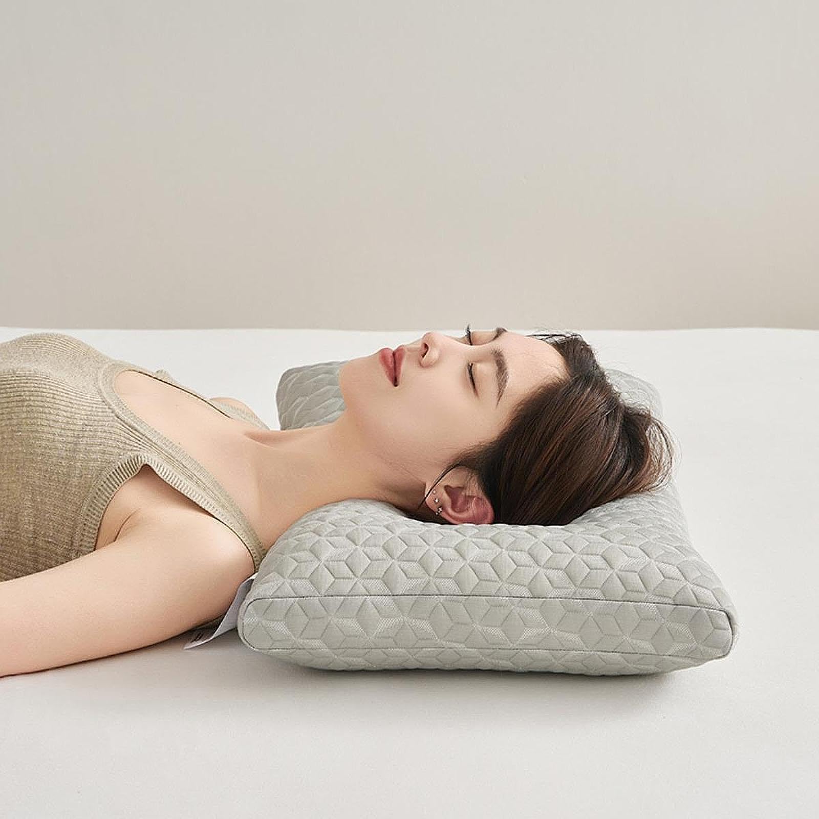 CALANDIS™ Ear Piercing Pillow with Ear Hole for Headphones wearing Earrings Sleep Gray | Bed Pillows | Bedding 4