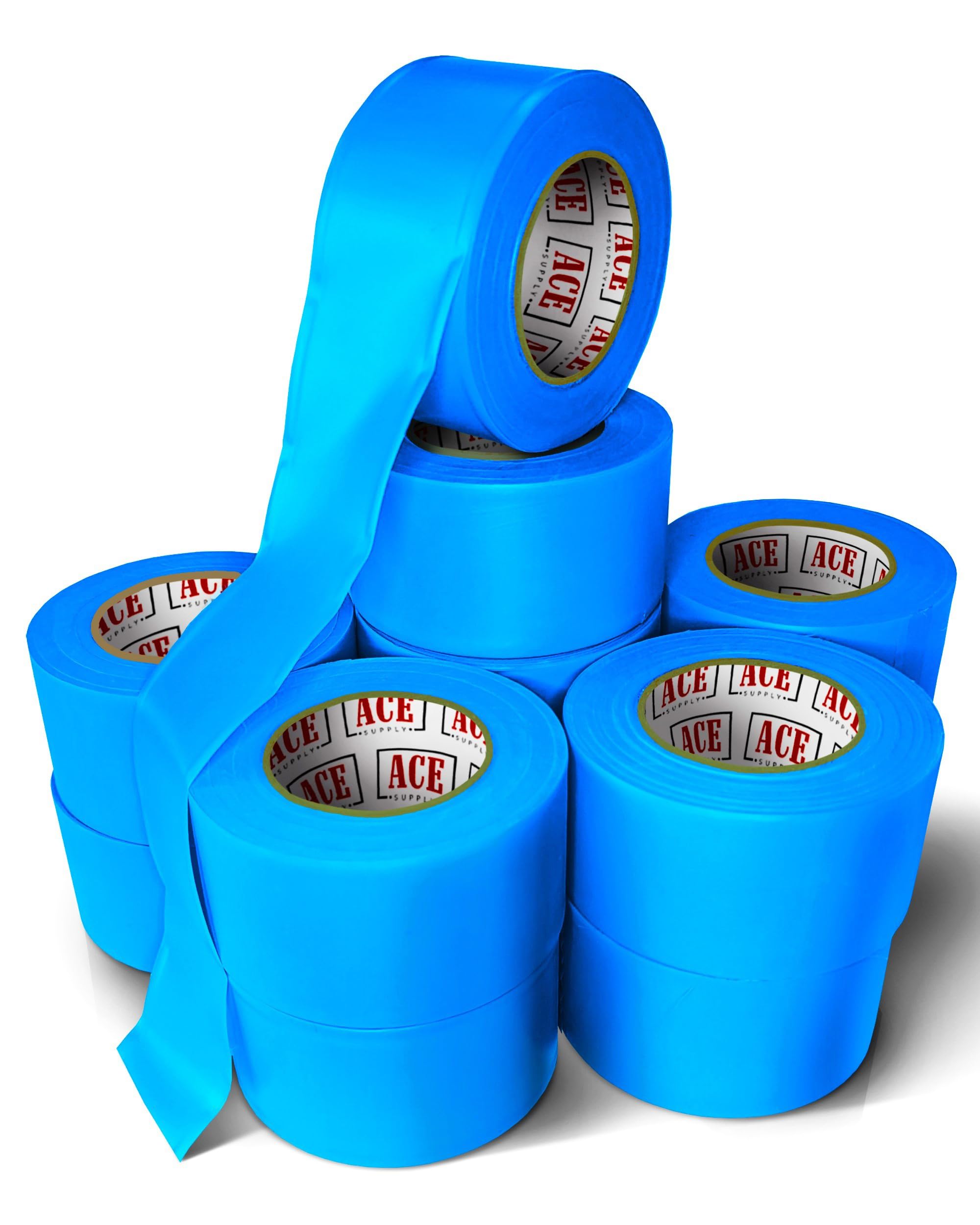 ACE Supply Blue Flagging Tape 144 Pack - Non-Adhesive Survey Tape - 1.5 Inch Width, 150 Ft Length, 2 Mil - Tree Marking Ribbon, Surveyors Ribbon