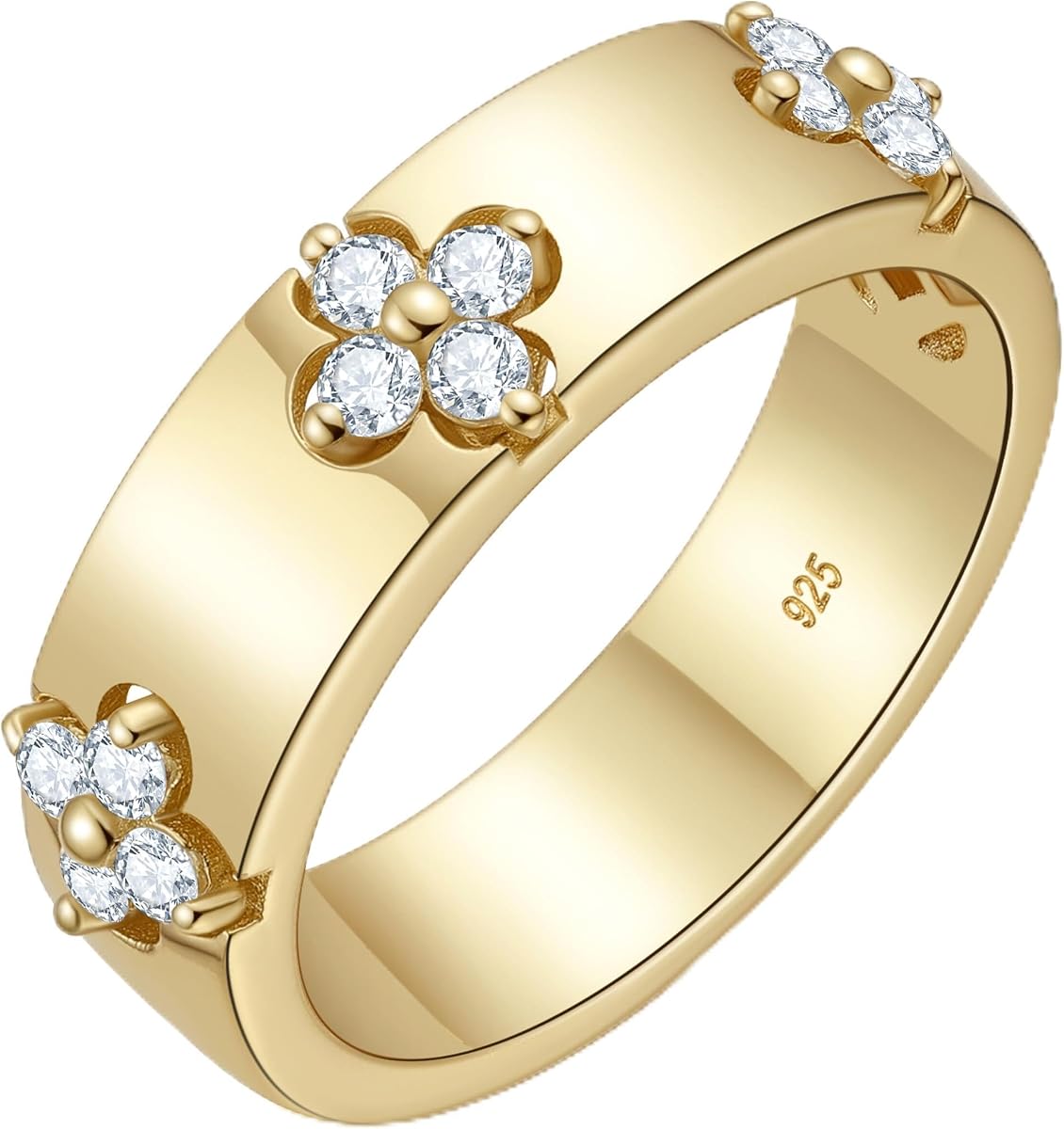 Ideal Gifts Gold Rings for Women with Premium Moissanite | Hypoallergenic,14K Gold Plated,925 Sterling Silver Non tarnish,D Color VVS1 3EX Cut