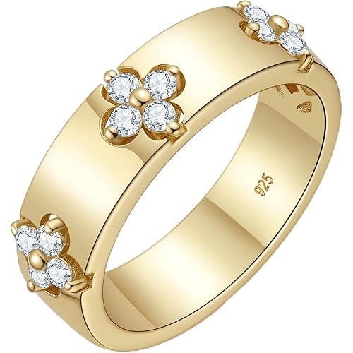 TIMELESSTAR Ideal Gifts Clover Rings for Lucky Women|Premium Moissanite|14K Gold Plated Non Tarnish